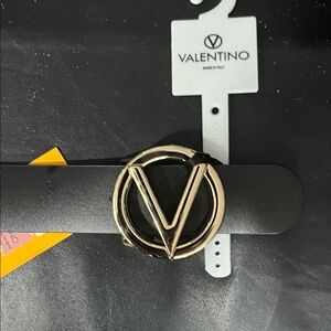 Valentino Women's Belt in Black with Gold Buckle